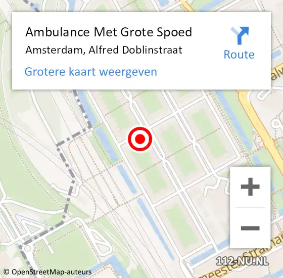 Locatie op kaart van de 112 melding: Ambulance Met Grote Spoed Naar Amsterdam, Alfred Doblinstraat op 27 augustus 2014 10:08