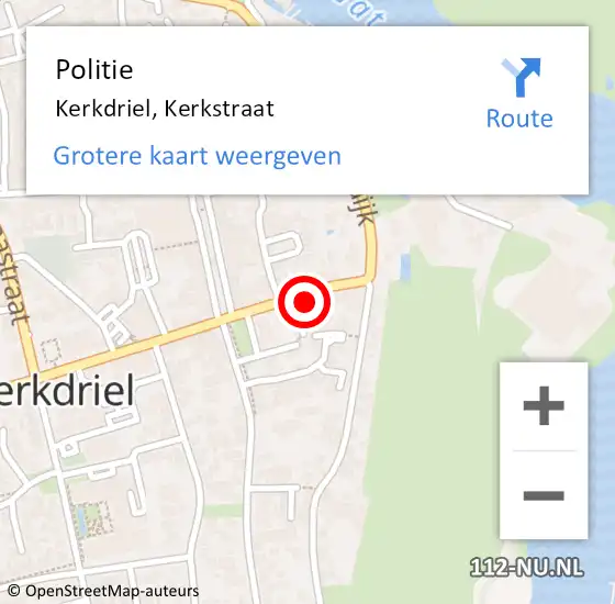 Locatie op kaart van de 112 melding: Politie Kerkdriel, Kerkstraat op 30 mei 2023 15:33