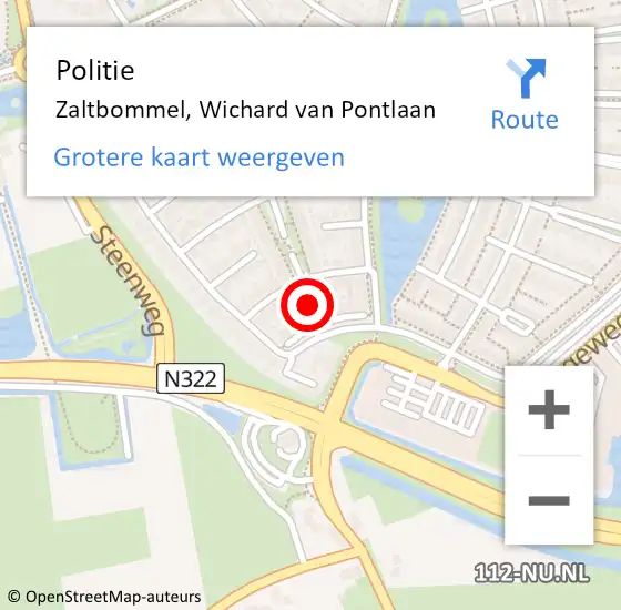 Locatie op kaart van de 112 melding: Politie Zaltbommel, Wichard van Pontlaan op 30 mei 2023 16:37