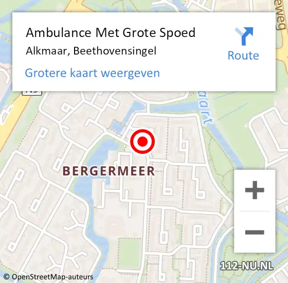 Locatie op kaart van de 112 melding: Ambulance Met Grote Spoed Naar Alkmaar, Beethovensingel op 30 mei 2023 16:51