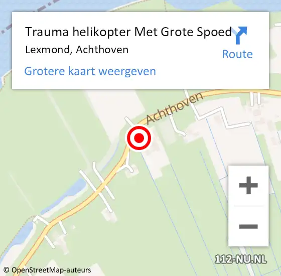 Locatie op kaart van de 112 melding: Trauma helikopter Met Grote Spoed Naar Lexmond, Achthoven op 30 mei 2023 17:33