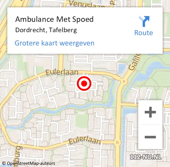 Locatie op kaart van de 112 melding: Ambulance Met Spoed Naar Dordrecht, Tafelberg op 30 mei 2023 19:00