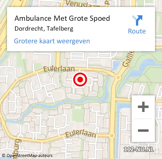 Locatie op kaart van de 112 melding: Ambulance Met Grote Spoed Naar Dordrecht, Tafelberg op 30 mei 2023 19:01