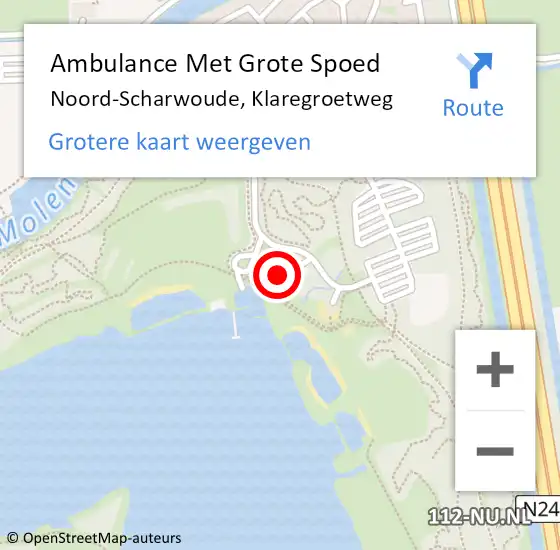 Locatie op kaart van de 112 melding: Ambulance Met Grote Spoed Naar Noord-Scharwoude, Klaregroetweg op 30 mei 2023 19:31