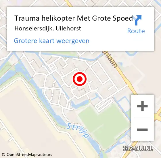 Locatie op kaart van de 112 melding: Trauma helikopter Met Grote Spoed Naar Honselersdijk, Uilehorst op 30 mei 2023 19:35