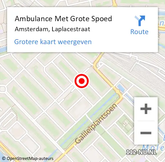 Locatie op kaart van de 112 melding: Ambulance Met Grote Spoed Naar Amsterdam, Laplacestraat op 30 mei 2023 20:55