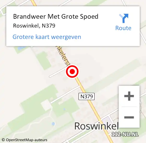 Locatie op kaart van de 112 melding: Brandweer Met Grote Spoed Naar Roswinkel, N379 op 27 augustus 2014 10:45