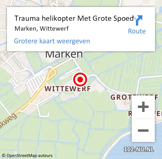 Locatie op kaart van de 112 melding: Trauma helikopter Met Grote Spoed Naar Marken, Wittewerf op 30 mei 2023 21:23
