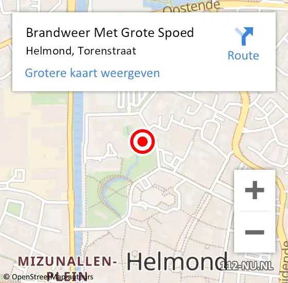Locatie op kaart van de 112 melding: Brandweer Met Grote Spoed Naar Helmond, Torenstraat op 30 mei 2023 22:16