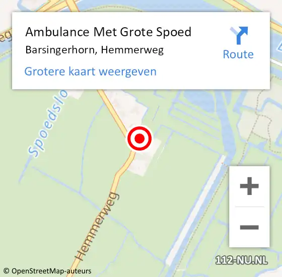 Locatie op kaart van de 112 melding: Ambulance Met Grote Spoed Naar Barsingerhorn, Hemmerweg op 30 mei 2023 22:16