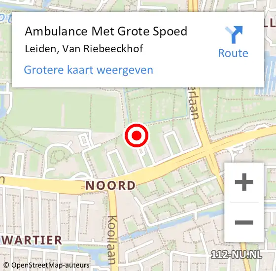 Locatie op kaart van de 112 melding: Ambulance Met Grote Spoed Naar Leiden, Van Riebeeckhof op 30 mei 2023 23:16