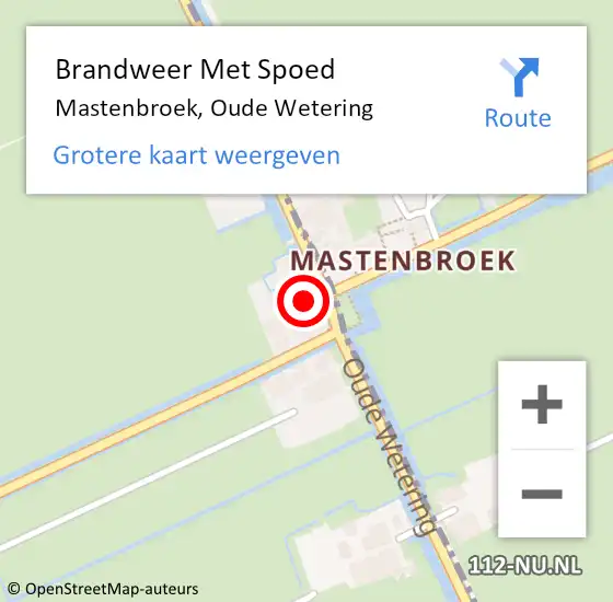 Locatie op kaart van de 112 melding: Brandweer Met Spoed Naar Mastenbroek, Oude Wetering op 31 mei 2023 00:07