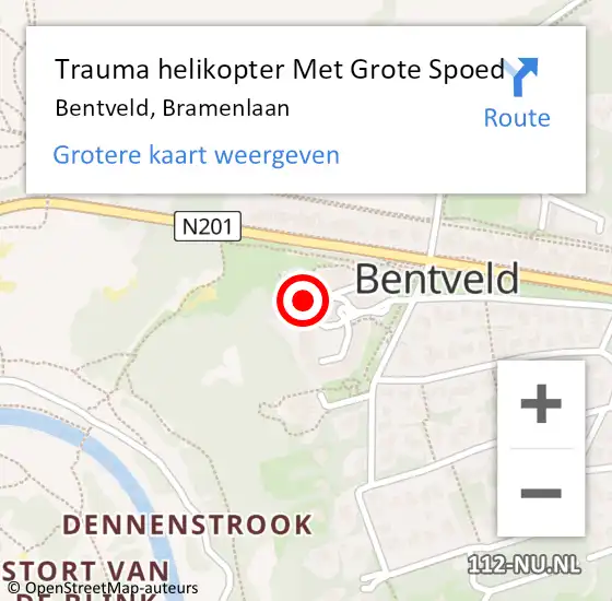 Locatie op kaart van de 112 melding: Trauma helikopter Met Grote Spoed Naar Bentveld, Bramenlaan op 31 mei 2023 10:37