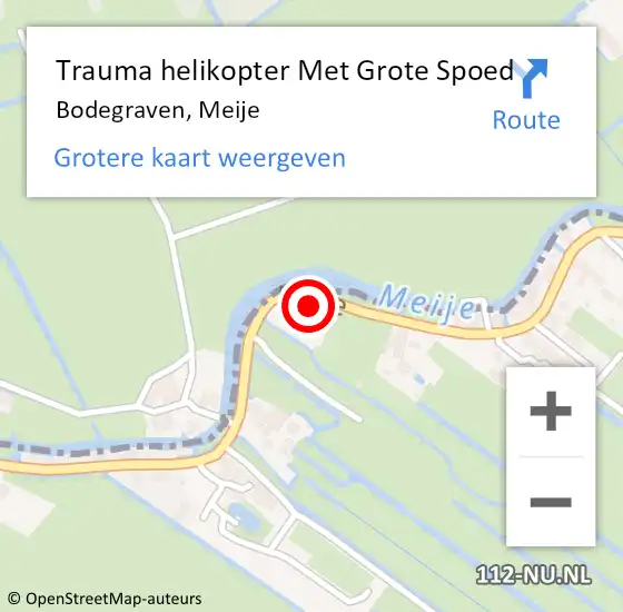 Locatie op kaart van de 112 melding: Trauma helikopter Met Grote Spoed Naar Bodegraven, Meije op 31 mei 2023 11:33