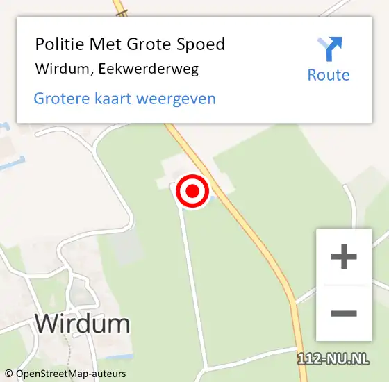 Locatie op kaart van de 112 melding: Politie Met Grote Spoed Naar Wirdum, Eekwerderweg op 31 mei 2023 12:26
