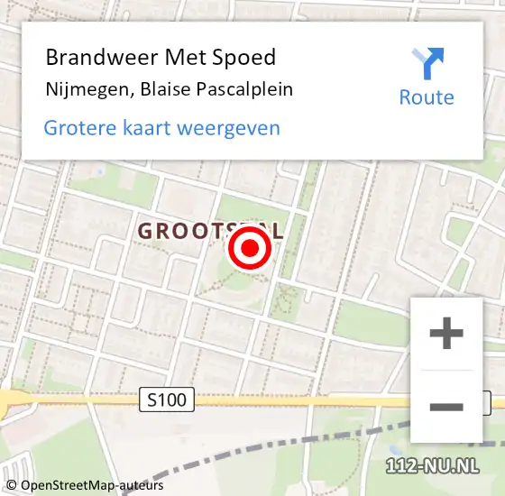 Locatie op kaart van de 112 melding: Brandweer Met Spoed Naar Nijmegen, Blaise Pascalplein op 31 mei 2023 12:31