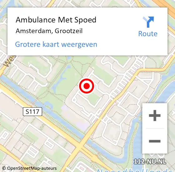 Locatie op kaart van de 112 melding: Ambulance Met Spoed Naar Amsterdam, Grootzeil op 31 mei 2023 12:32
