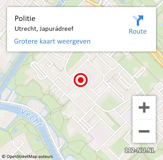 Locatie op kaart van de 112 melding: Politie Utrecht, Japurádreef op 31 mei 2023 12:41