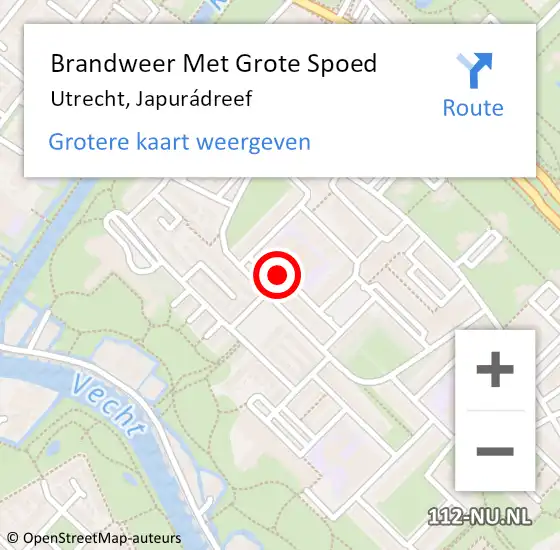 Locatie op kaart van de 112 melding: Brandweer Met Grote Spoed Naar Utrecht, Japurádreef op 31 mei 2023 12:43
