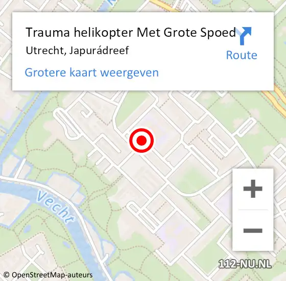Locatie op kaart van de 112 melding: Trauma helikopter Met Grote Spoed Naar Utrecht, Japurádreef op 31 mei 2023 12:43