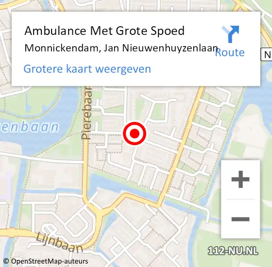 Locatie op kaart van de 112 melding: Ambulance Met Grote Spoed Naar Monnickendam, Jan Nieuwenhuyzenlaan op 31 mei 2023 14:06