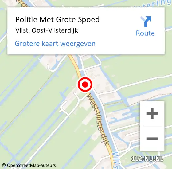 Locatie op kaart van de 112 melding: Politie Met Grote Spoed Naar Vlist, Oost-Vlisterdijk op 31 mei 2023 14:24