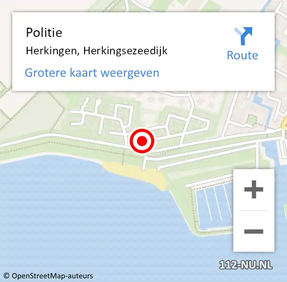 Locatie op kaart van de 112 melding: Politie Herkingen, Herkingsezeedijk op 31 mei 2023 16:09