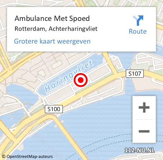 Locatie op kaart van de 112 melding: Ambulance Met Spoed Naar Rotterdam, Achterharingvliet op 31 mei 2023 16:28