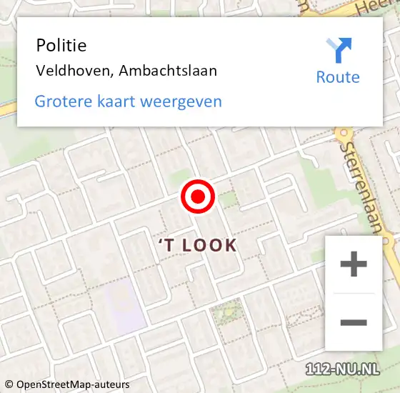 Locatie op kaart van de 112 melding: Politie Veldhoven, Ambachtslaan op 31 mei 2023 17:12