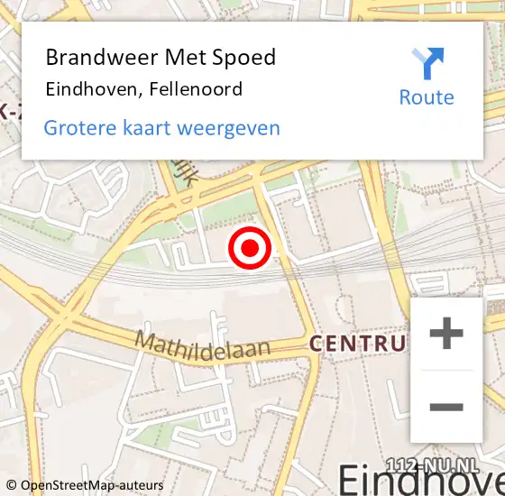 Locatie op kaart van de 112 melding: Brandweer Met Spoed Naar Eindhoven, Fellenoord op 31 mei 2023 17:51