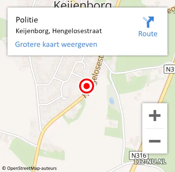 Locatie op kaart van de 112 melding: Politie Keijenborg, Hengelosestraat op 31 mei 2023 17:52