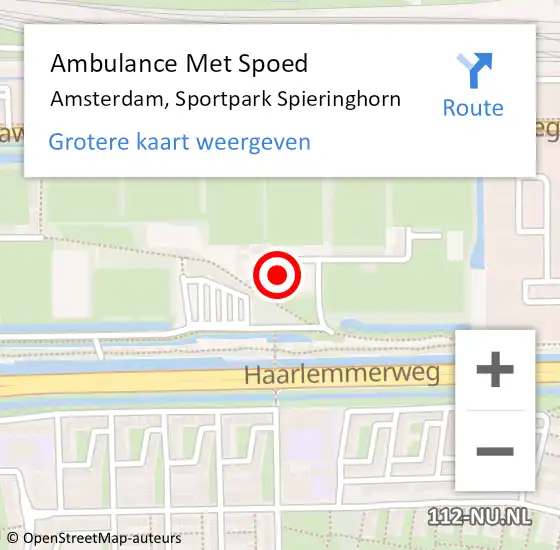 Locatie op kaart van de 112 melding: Ambulance Met Spoed Naar Amsterdam, Sportpark Spieringhorn op 31 mei 2023 18:47