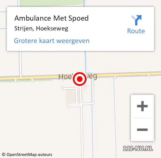 Locatie op kaart van de 112 melding: Ambulance Met Spoed Naar Strijen, Hoekseweg op 31 mei 2023 18:55