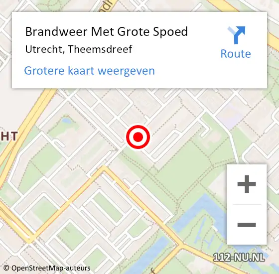 Locatie op kaart van de 112 melding: Brandweer Met Grote Spoed Naar Utrecht, Theemsdreef op 31 mei 2023 19:05