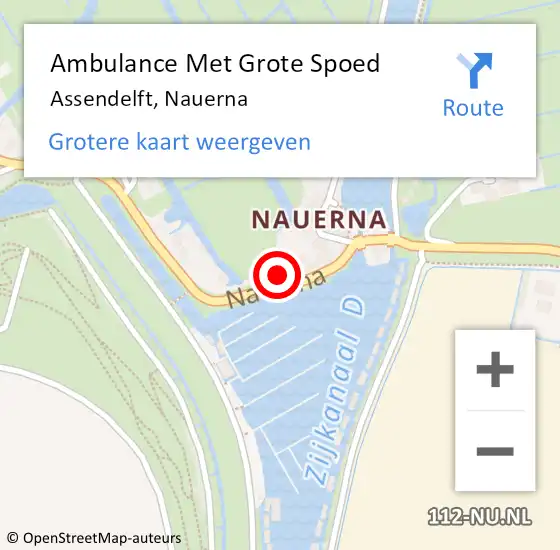 Locatie op kaart van de 112 melding: Ambulance Met Grote Spoed Naar Assendelft, Nauerna op 31 mei 2023 20:10