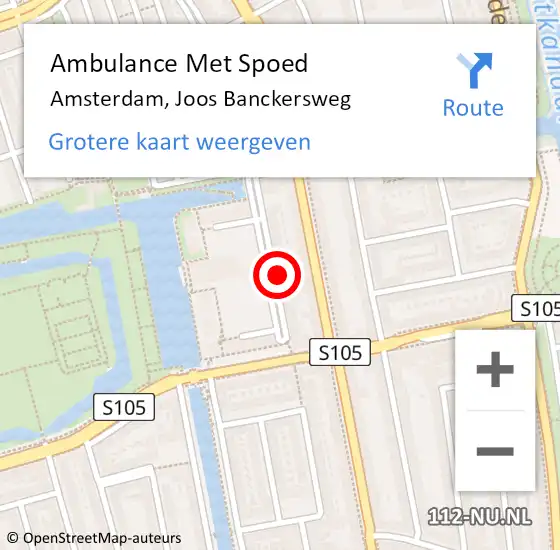 Locatie op kaart van de 112 melding: Ambulance Met Spoed Naar Amsterdam, Joos Banckersweg op 31 mei 2023 20:15