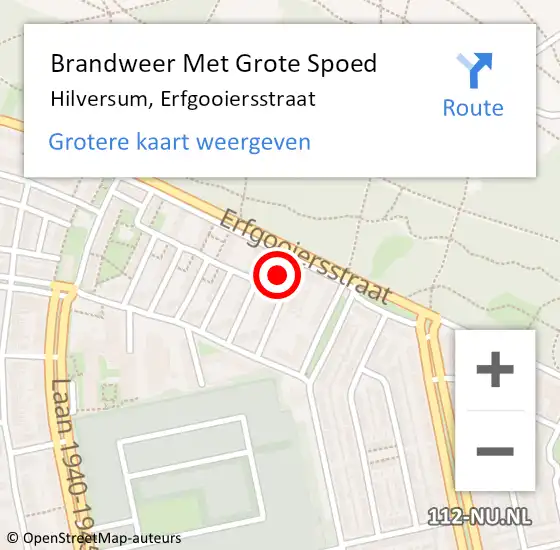 Locatie op kaart van de 112 melding: Brandweer Met Grote Spoed Naar Hilversum, Erfgooiersstraat op 31 mei 2023 21:32