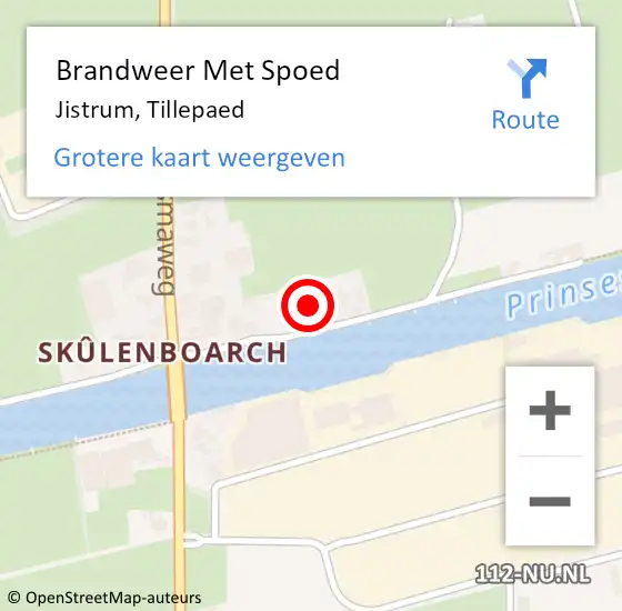 Locatie op kaart van de 112 melding: Brandweer Met Spoed Naar Jistrum, Tillepaed op 31 mei 2023 23:02