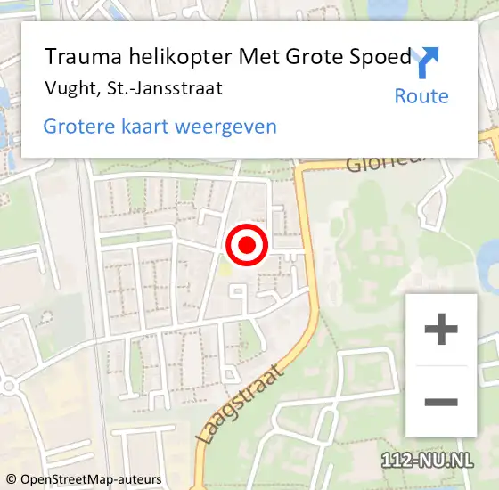 Locatie op kaart van de 112 melding: Trauma helikopter Met Grote Spoed Naar Vught, St.-Jansstraat op 1 juni 2023 06:57