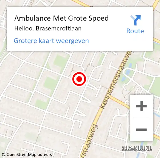Locatie op kaart van de 112 melding: Ambulance Met Grote Spoed Naar Heiloo, Brasemcroftlaan op 1 juni 2023 08:02