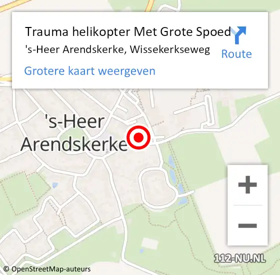 Locatie op kaart van de 112 melding: Trauma helikopter Met Grote Spoed Naar 's-Heer Arendskerke, Wissekerkseweg op 1 juni 2023 09:36