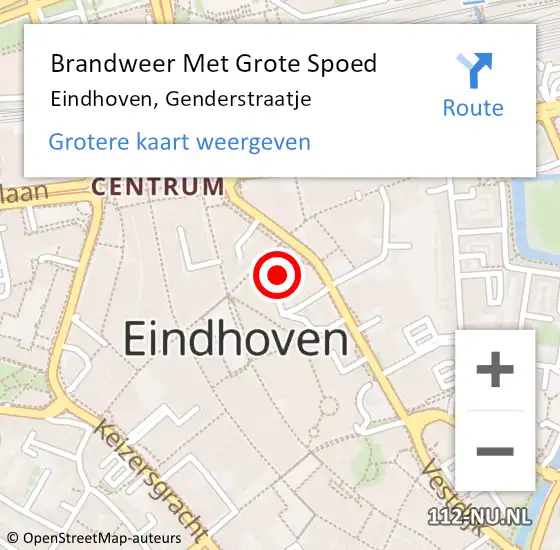 Locatie op kaart van de 112 melding: Brandweer Met Grote Spoed Naar Eindhoven, Genderstraatje op 1 juni 2023 10:01