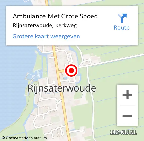 Locatie op kaart van de 112 melding: Ambulance Met Grote Spoed Naar Rijnsaterwoude, Kerkweg op 1 juni 2023 10:26