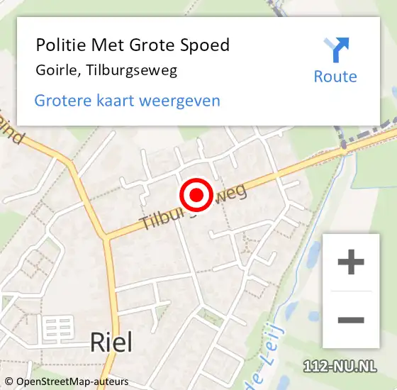 Locatie op kaart van de 112 melding: Politie Met Grote Spoed Naar Goirle, Tilburgseweg op 1 juni 2023 10:36