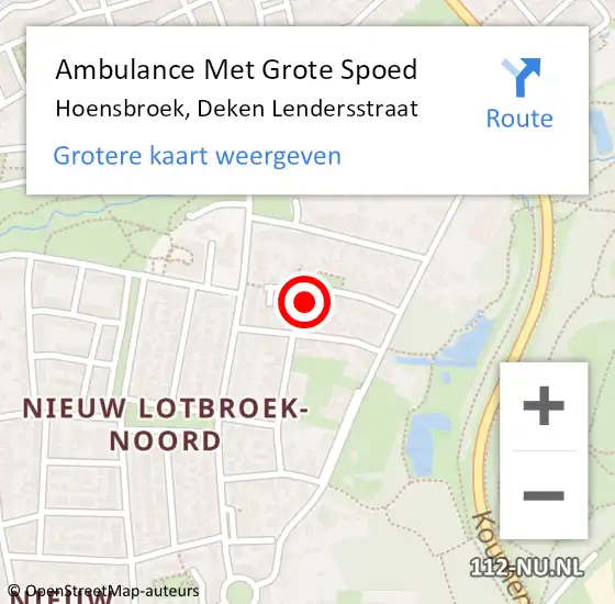 Locatie op kaart van de 112 melding: Ambulance Met Grote Spoed Naar Hoensbroek, Deken Lendersstraat op 1 juni 2023 10:49