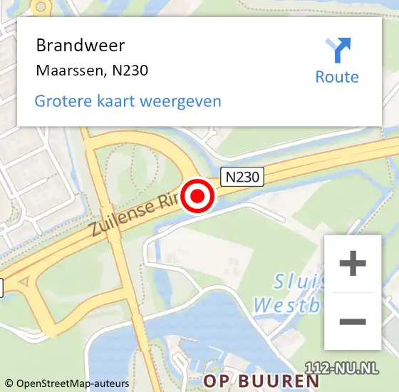 Locatie op kaart van de 112 melding: Brandweer Maarssen, N230 op 27 augustus 2014 13:08