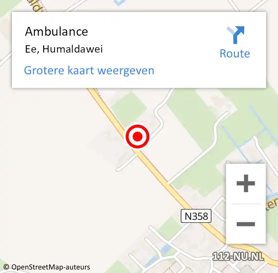 Locatie op kaart van de 112 melding: Ambulance Ee, Humaldawei op 27 augustus 2014 13:14