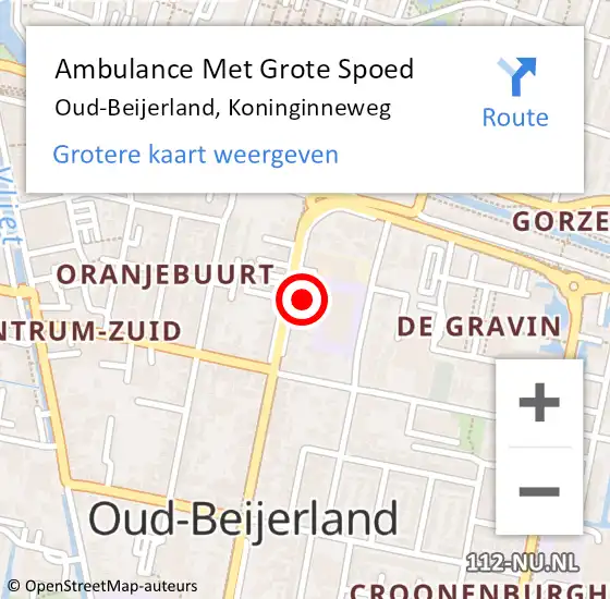Locatie op kaart van de 112 melding: Ambulance Met Grote Spoed Naar Oud-Beijerland, Koninginneweg op 1 juni 2023 12:33
