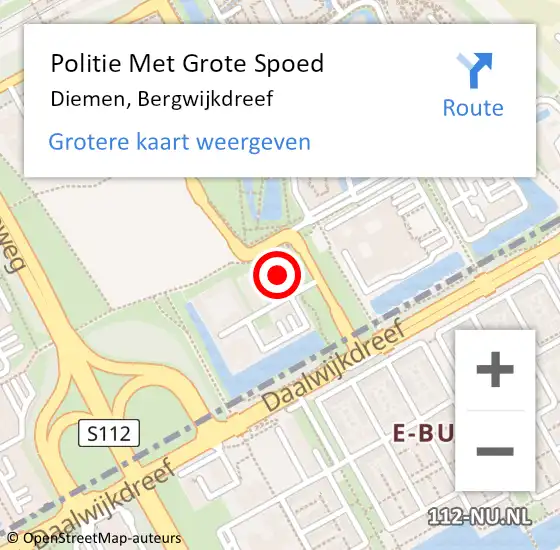 Locatie op kaart van de 112 melding: Politie Met Grote Spoed Naar Diemen, Bergwijkdreef op 1 juni 2023 14:38