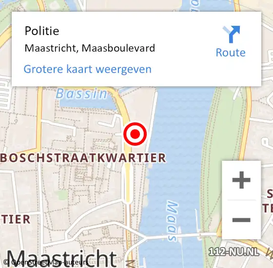 Locatie op kaart van de 112 melding: Politie Maastricht, Maasboulevard op 1 juni 2023 15:43
